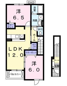 メゾンアルモニー(2LDK/2階)の間取り写真