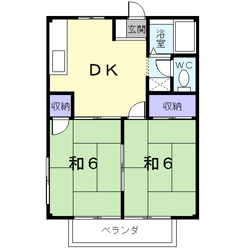 シティハイツ山田A(2DK/2階)の間取り写真