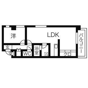 グランドール藤ヶ丘東(1LDK/1階)の間取り写真