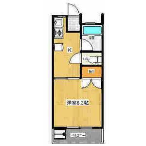 コーポ山の田(1K/1階)の間取り写真