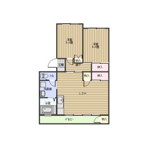 第1青峰ビル(2LDK/3階)の間取り写真