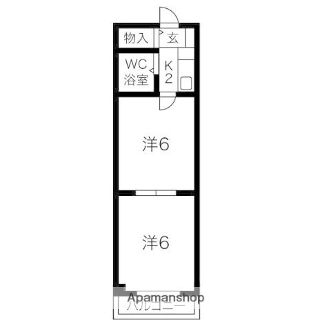 ガーデンコート平針(2K/4階)の間取り写真