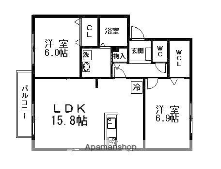 ロイヤルステージC・D棟(2LDK/1階)の間取り写真