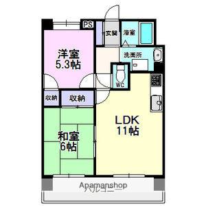 コスモⅡ(2LDK/6階)の間取り写真