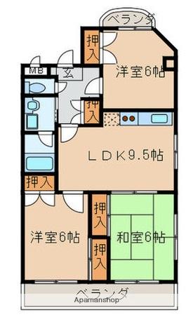 クレール栄(3LDK/3階)の間取り写真