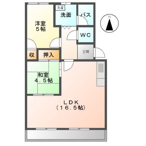 CRYSTAL PALACE(2LDK/1階)の間取り写真