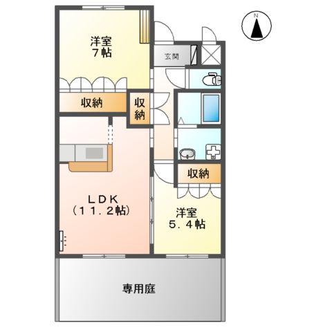 エスペランサ(2LDK/1階)の間取り写真