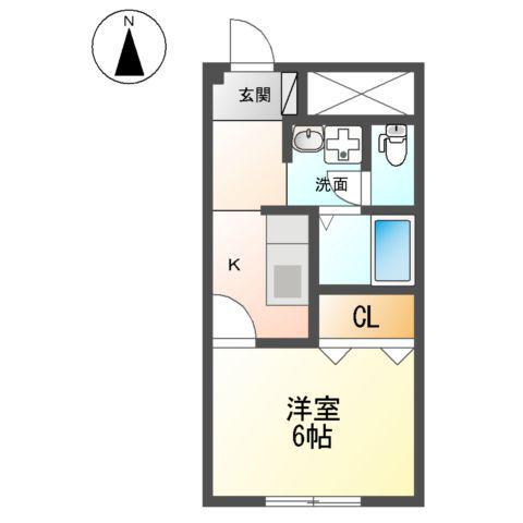 ベルビラージュ(1K/1階)の間取り写真