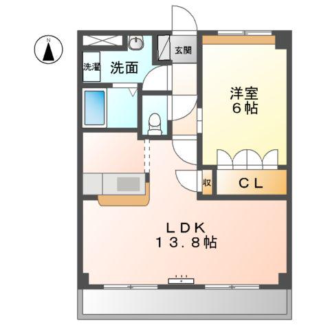 ストリーム氏神前(1LDK/2階)の間取り写真