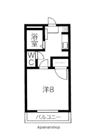 ハースヒルズ赤池Ⅲ(1K/2階)の間取り写真