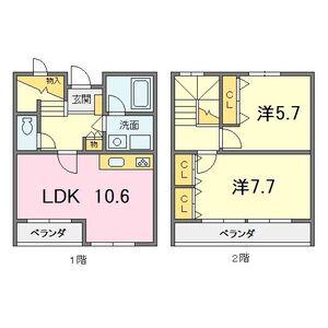 スカイパール(2LDK/2階)の間取り写真