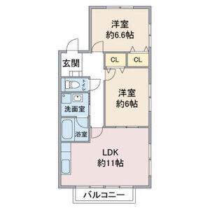 ルースリーリヤ(2LDK/1階)の間取り写真