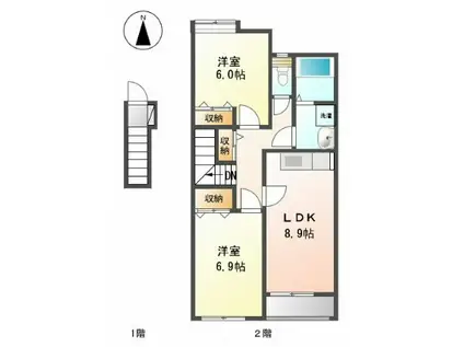 スカイコートM(2LDK/2階)の間取り写真