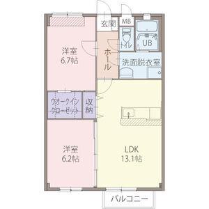 PRECIAUS ONE 弐番館(2LDK/1階)の間取り写真