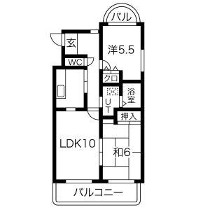 ハイツかなれ(2LDK/3階)の間取り写真