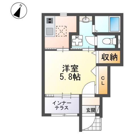 リベリュール(1K/1階)の間取り写真