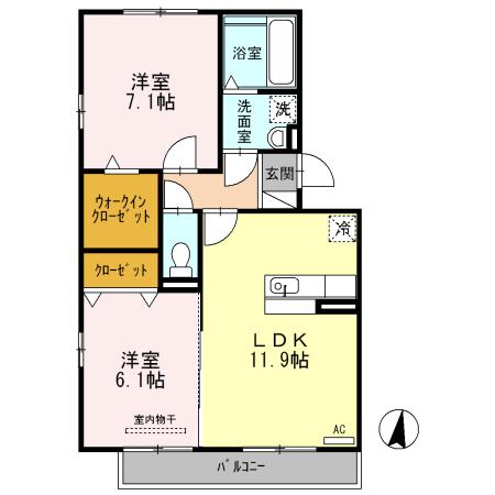 メゾンリグリア(2LDK/2階)の間取り写真