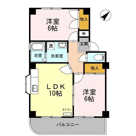 トレゾアQ(2LDK/2階)の間取り写真