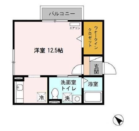 リビングタウン東郷C棟(ワンルーム/2階)の間取り写真