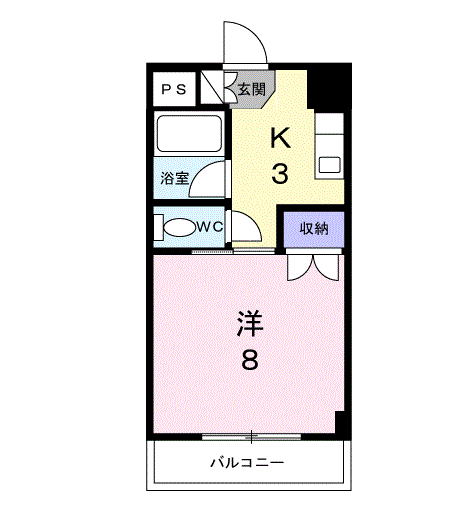 福安ビル(1K/3階)の間取り写真