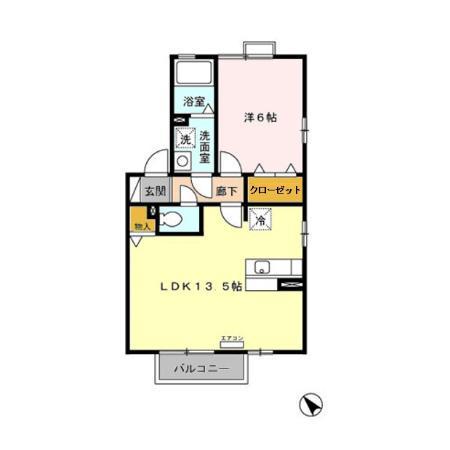 天王ガーデンII A(1LDK/2階)の間取り写真