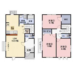 名鉄豊田線 赤池駅(愛知) 徒歩16分 2階建 築3年(3LDK)の間取り写真