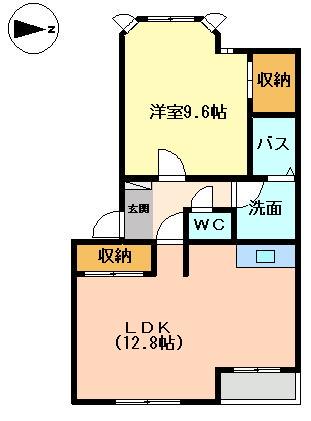 クローバーヒル(1LDK/2階)の間取り写真