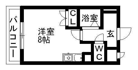 リバーサイド 司(ワンルーム/3階)の間取り写真