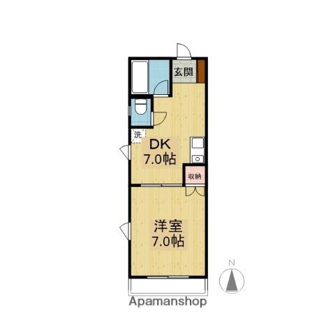 グレンコートⅠ・Ⅱ(1DK/1階)の間取り写真