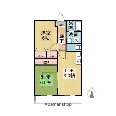 グレンコートⅠ・Ⅱ(2LDK/1階)の間取り写真