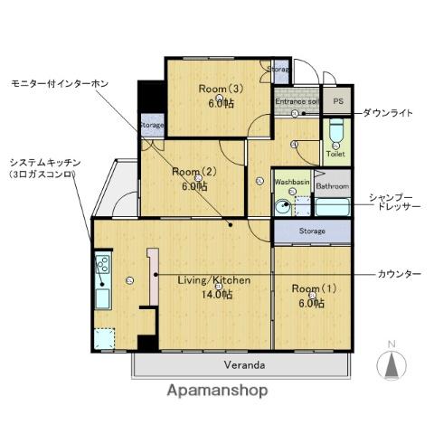 ヒルハイツ浅井(3LDK/2階)の間取り写真