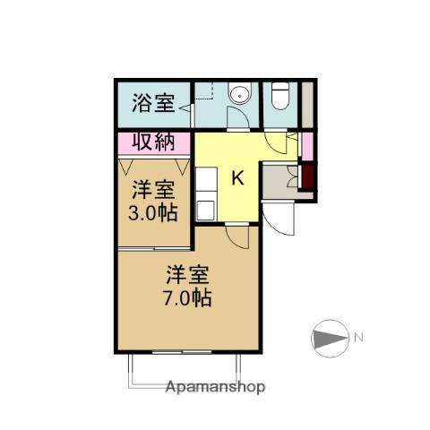 リヴィエール植田(2K/2階)の間取り写真