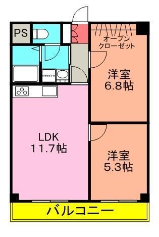 TENOHA TOYOHASHI(2LDK/2階)の間取り写真