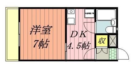 豊橋鉄道東田本線 前畑駅 徒歩12分 3階建 築35年(1DK/1階)の間取り写真