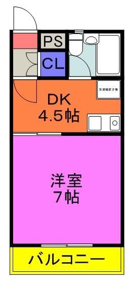 豊橋鉄道東田本線 前畑駅 徒歩12分 3階建 築35年(1DK/2階)の間取り写真