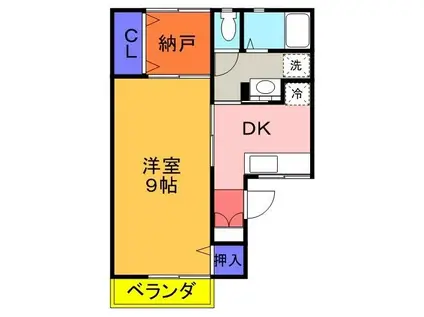 塩田ハイツG(1SDK/2階)の間取り写真