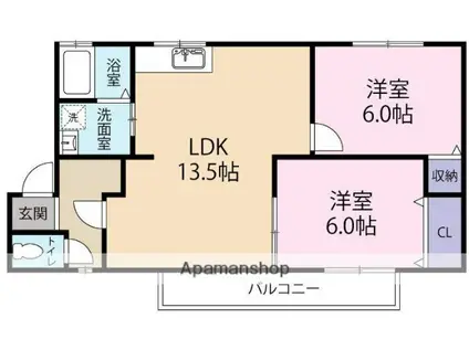 メゾンドソレイユ(2LDK/2階)の間取り写真