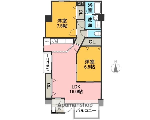 サンライズ櫻 A(2LDK/1階)の間取り写真