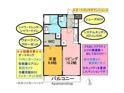 グリーンシティHT(1LDK/6階)の間取り写真