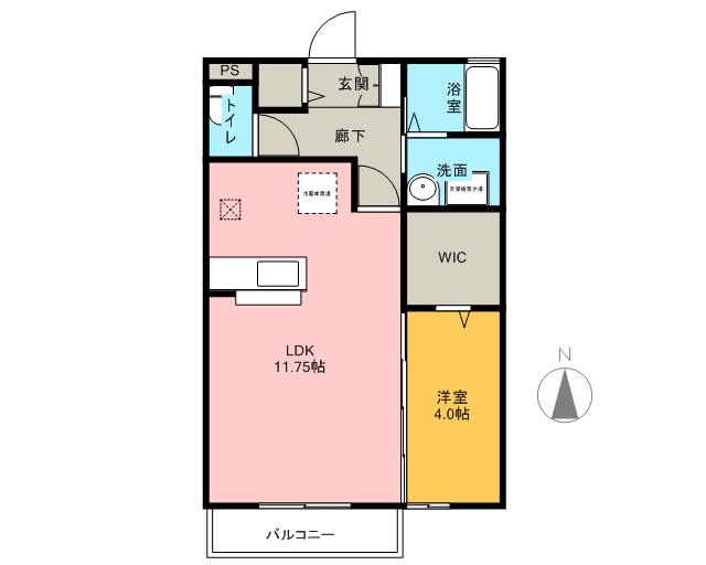 アンベリール(1LDK/2階)の間取り写真