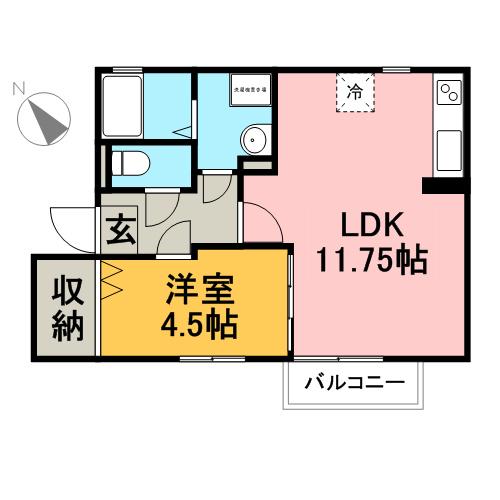 セジュールマロン(1LDK/2階)の間取り写真
