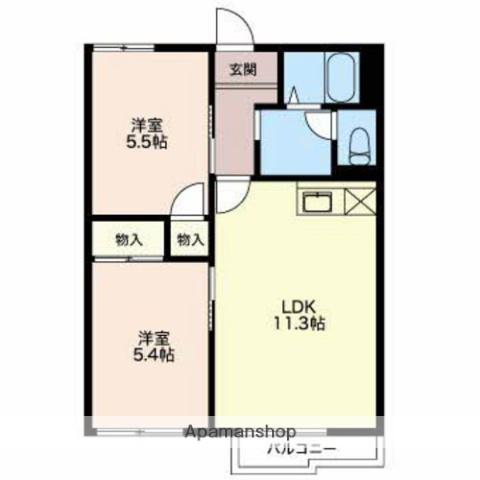 サンライズハイツ(2LDK/1階)の間取り写真