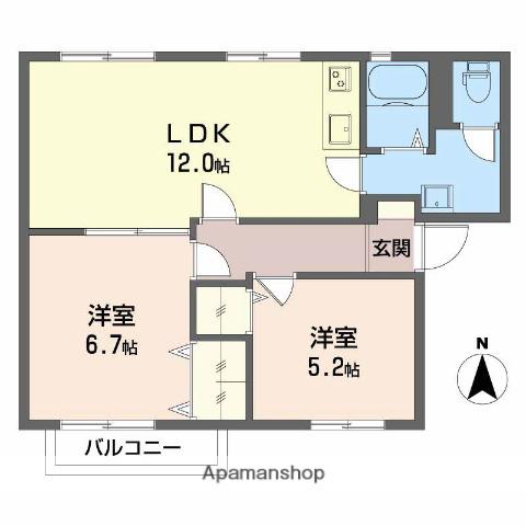 グランドール日永(2LDK/2階)の間取り写真
