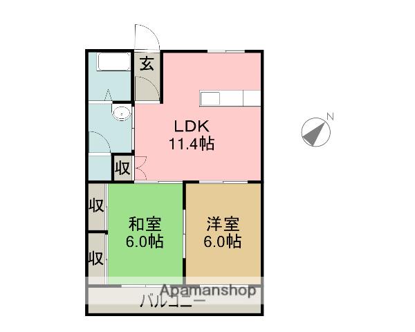 エーデルワイスⅡ(2LDK/2階)の間取り写真