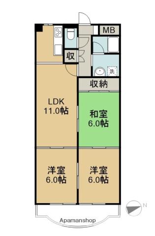 コンフォトゥール(3LDK/2階)の間取り写真