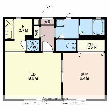 スイレンA棟(1LDK/1階)の間取り写真