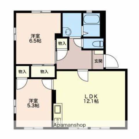 セントラルシャトー松本 A・B棟(2LDK/1階)の間取り写真