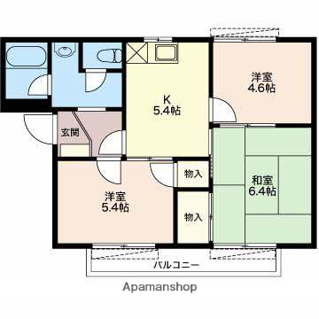 フレグランスオオクラ(3K/2階)の間取り写真