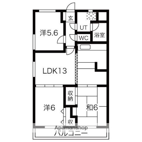 コンフォトゥール2(3LDK/3階)の間取り写真