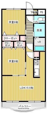 アンシャンテ(2LDK/2階)の間取り写真